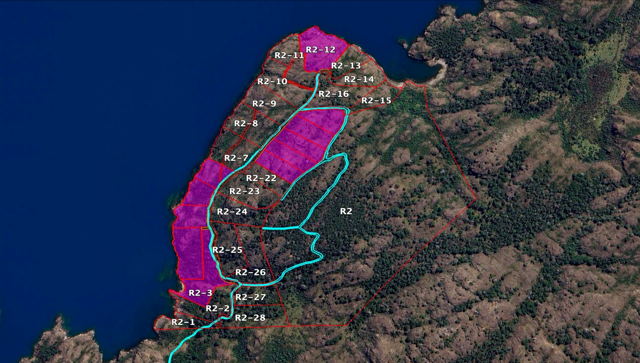 Plano aéreo referencial de la parcelación Mirador General Carrera